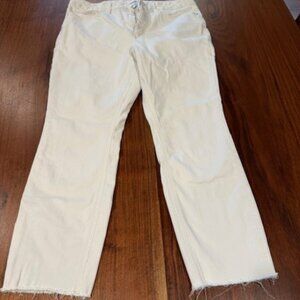 Lauren Conrad White Cropped Jean Frayed Cuff, White, 14